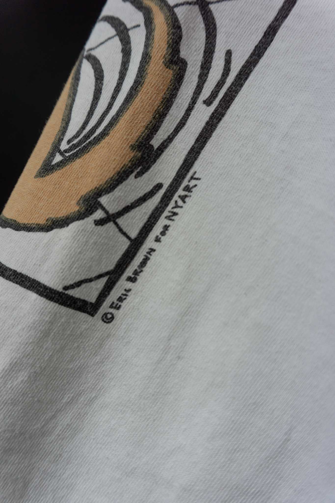 Weißes Vintage T-Shirt mit Hundemotiv & Art Lover Schriftzug – Single Stitch