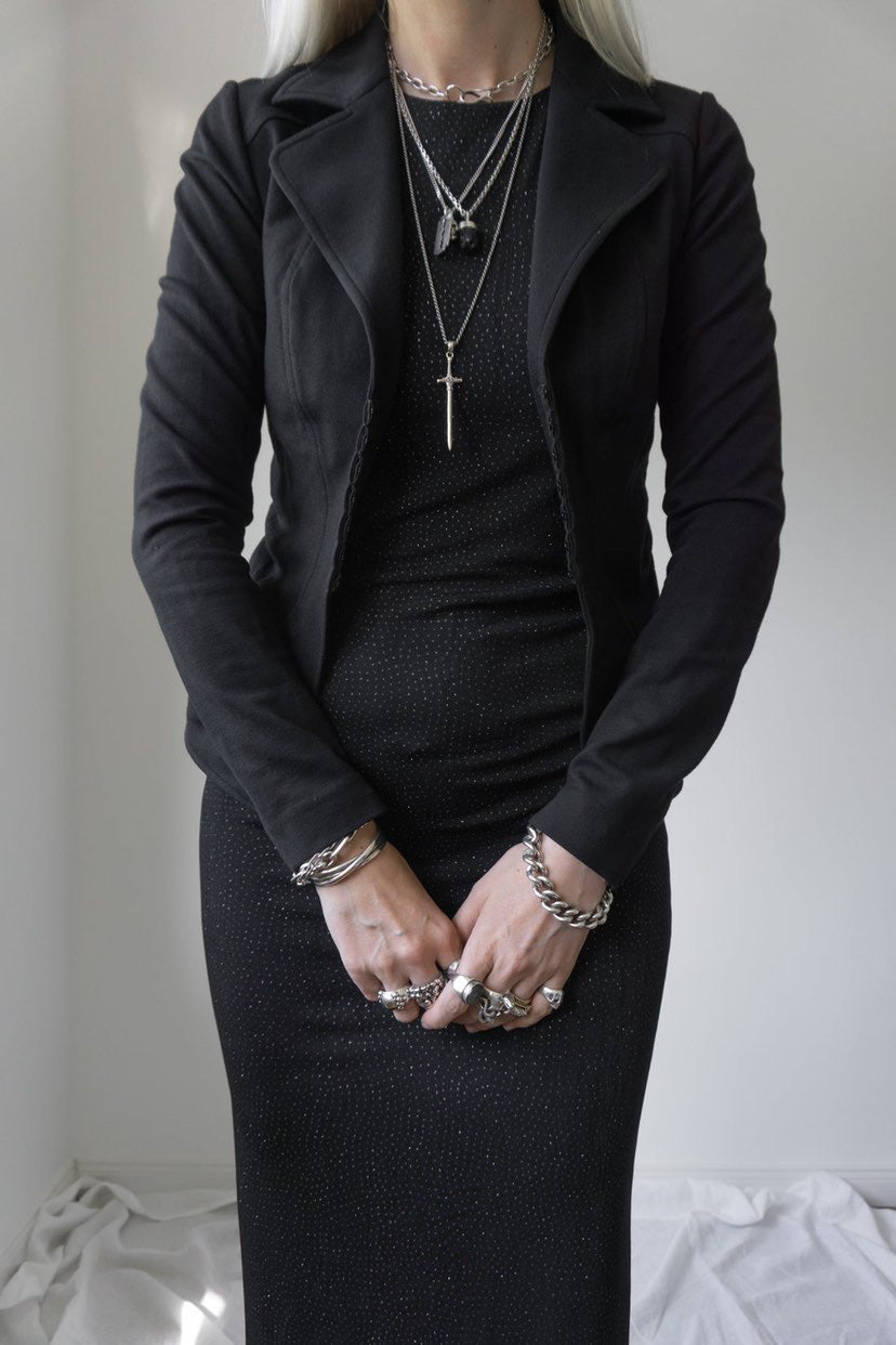 Vintage witchy Blazer, tailliert, Schwarz, S - theplaincircle vintage