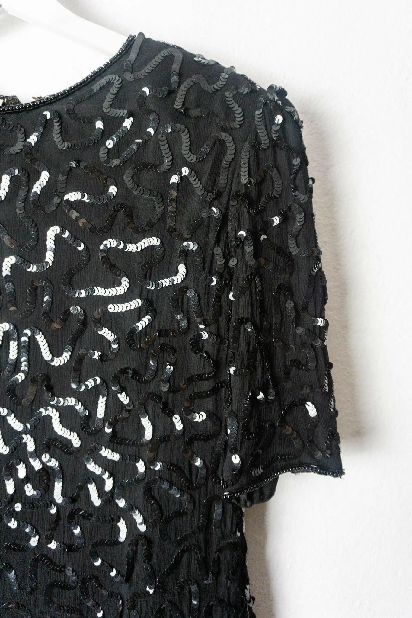 Bluse, Pailetten, S–M - theplaincircle vintage