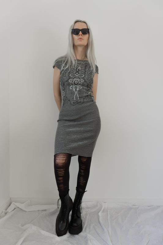 Kleid, Silber, S - theplaincircle vintage