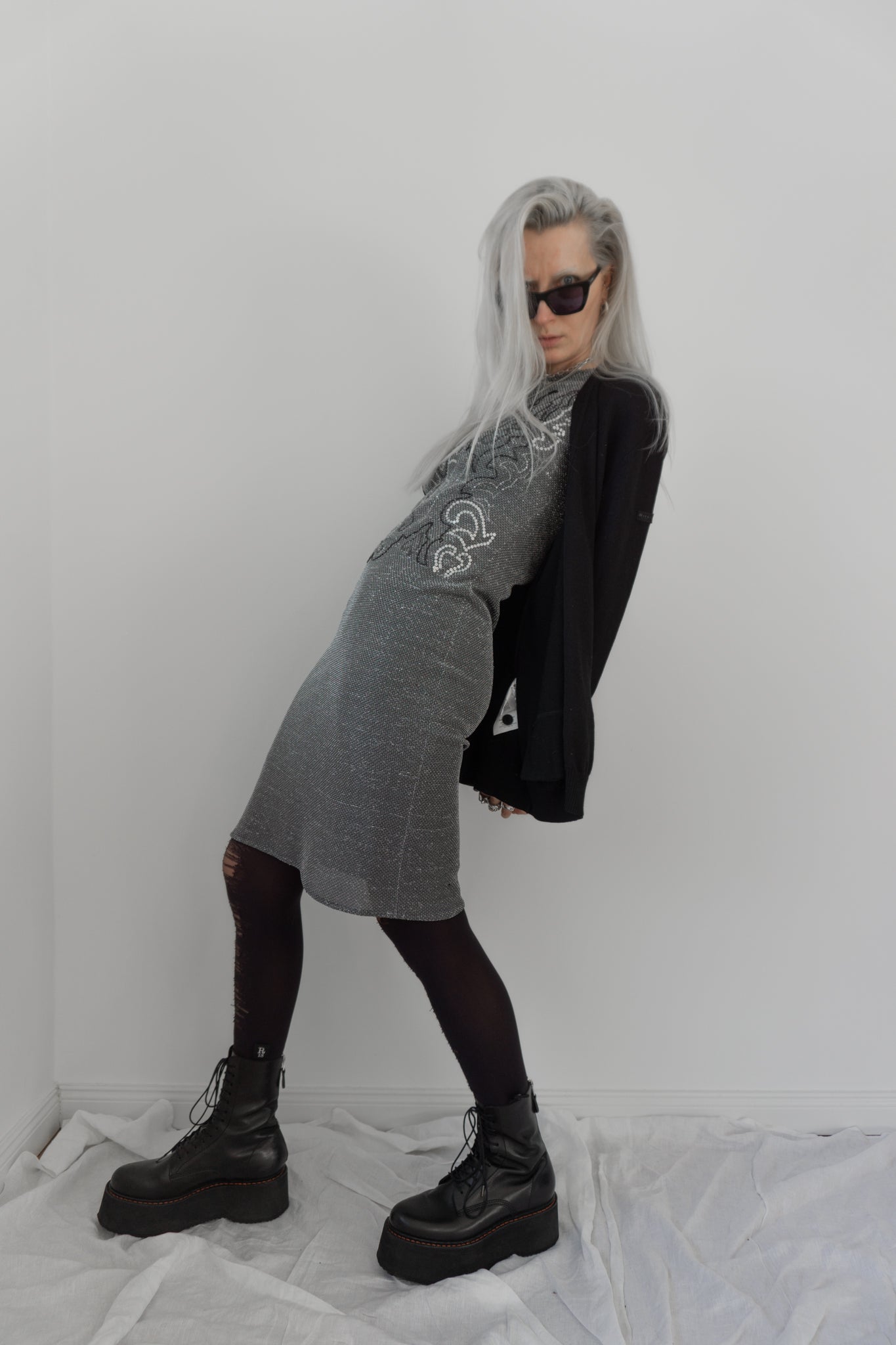 Kleid, Silber, S - theplaincircle vintage