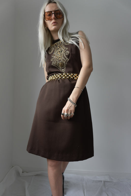 Kleid 70s Braun Hippie - theplaincircle vintage