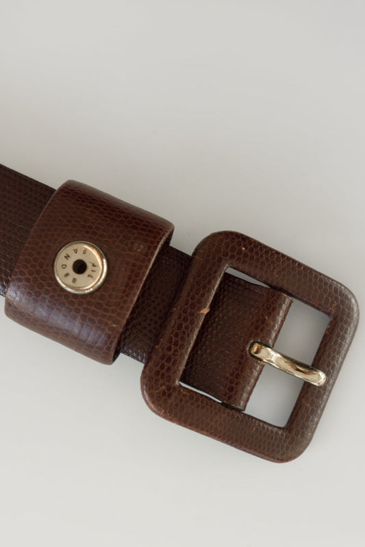 Vintage Jil Sander Gürtel – Braunes Leder mit Krokoprägung 80s