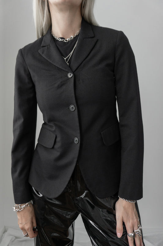 Vintage Jil Sander Blazer – Schwarz mit dezenter Stickerei