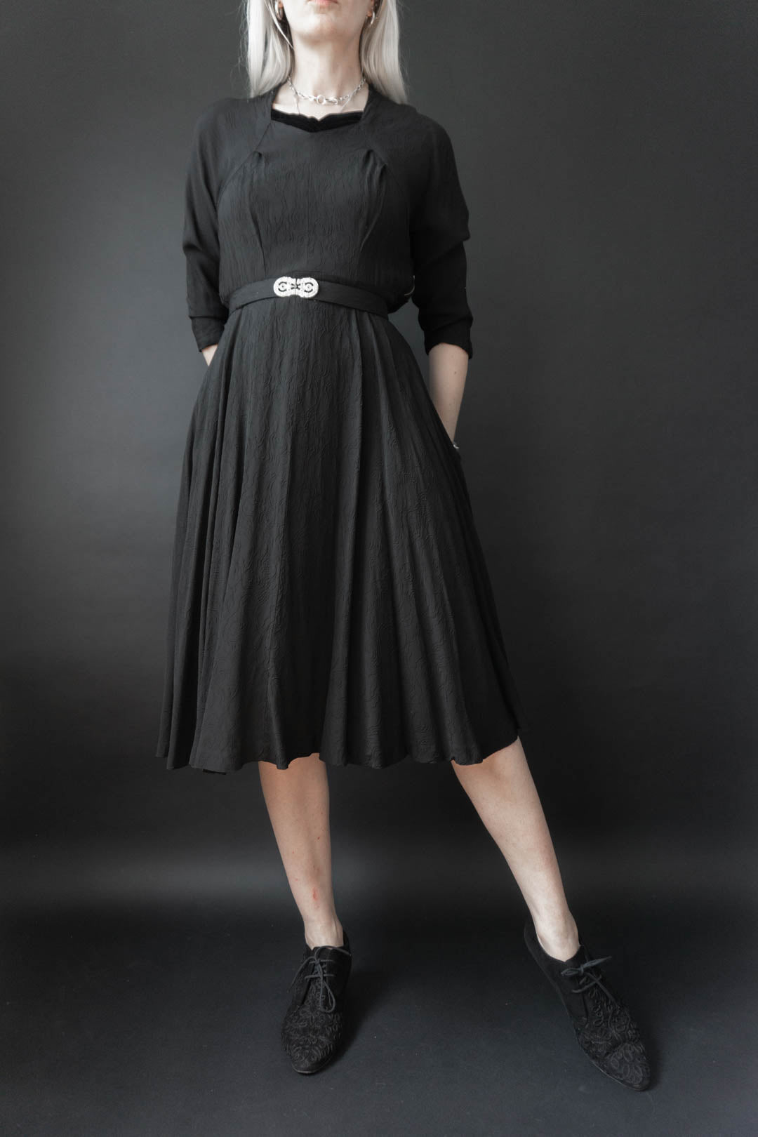 50s Kleid Schwarz, S–M