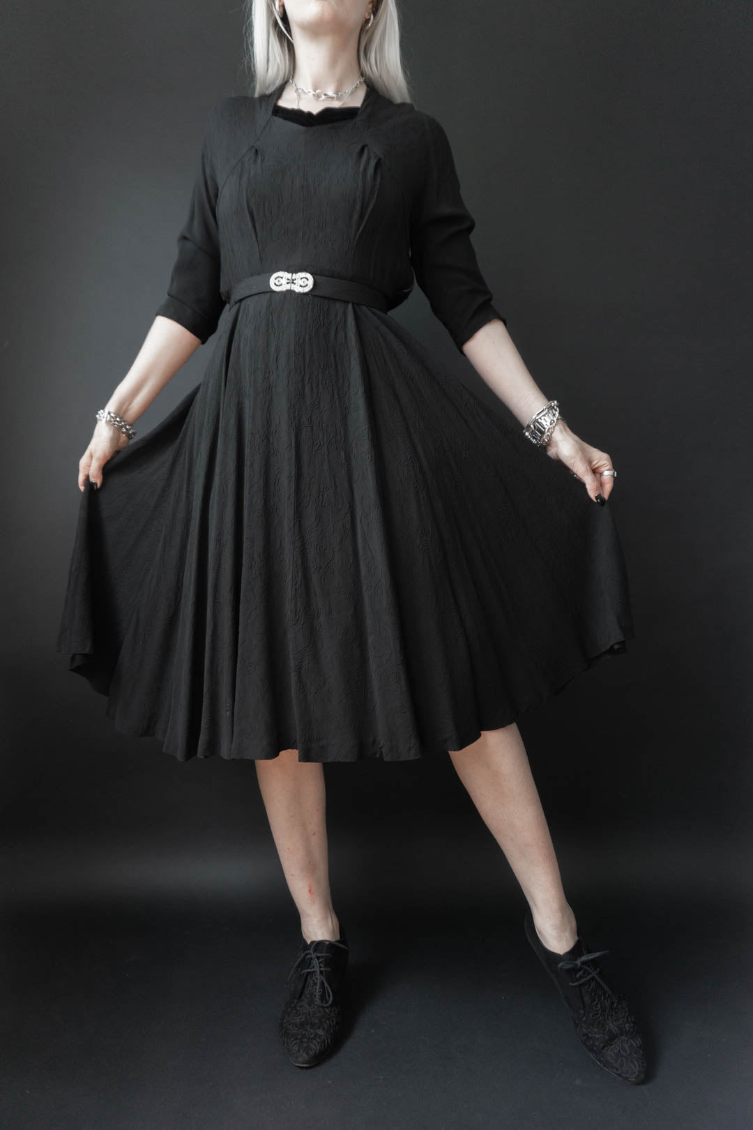 50s Kleid Schwarz, S–M