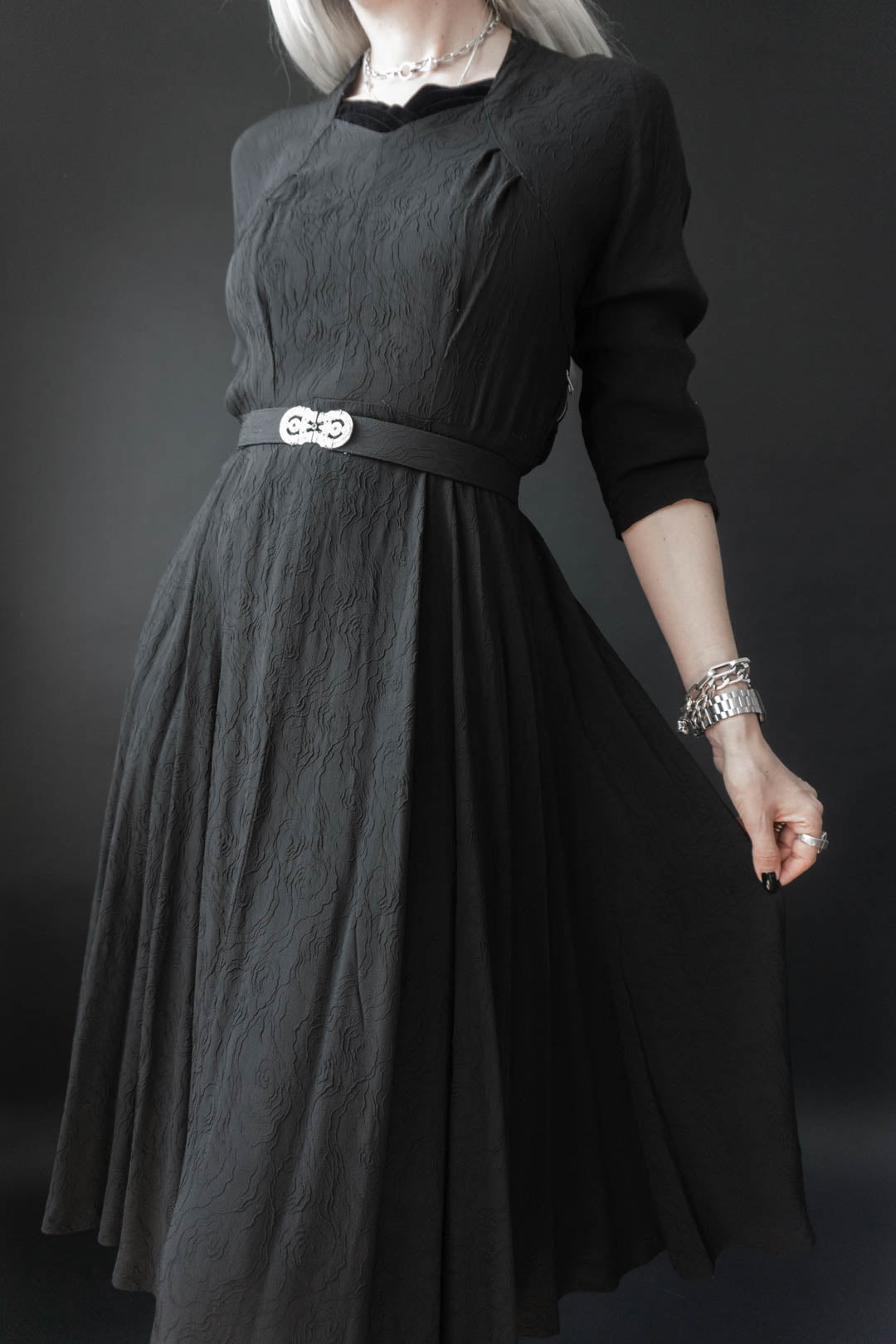 50s Kleid Schwarz, S–M