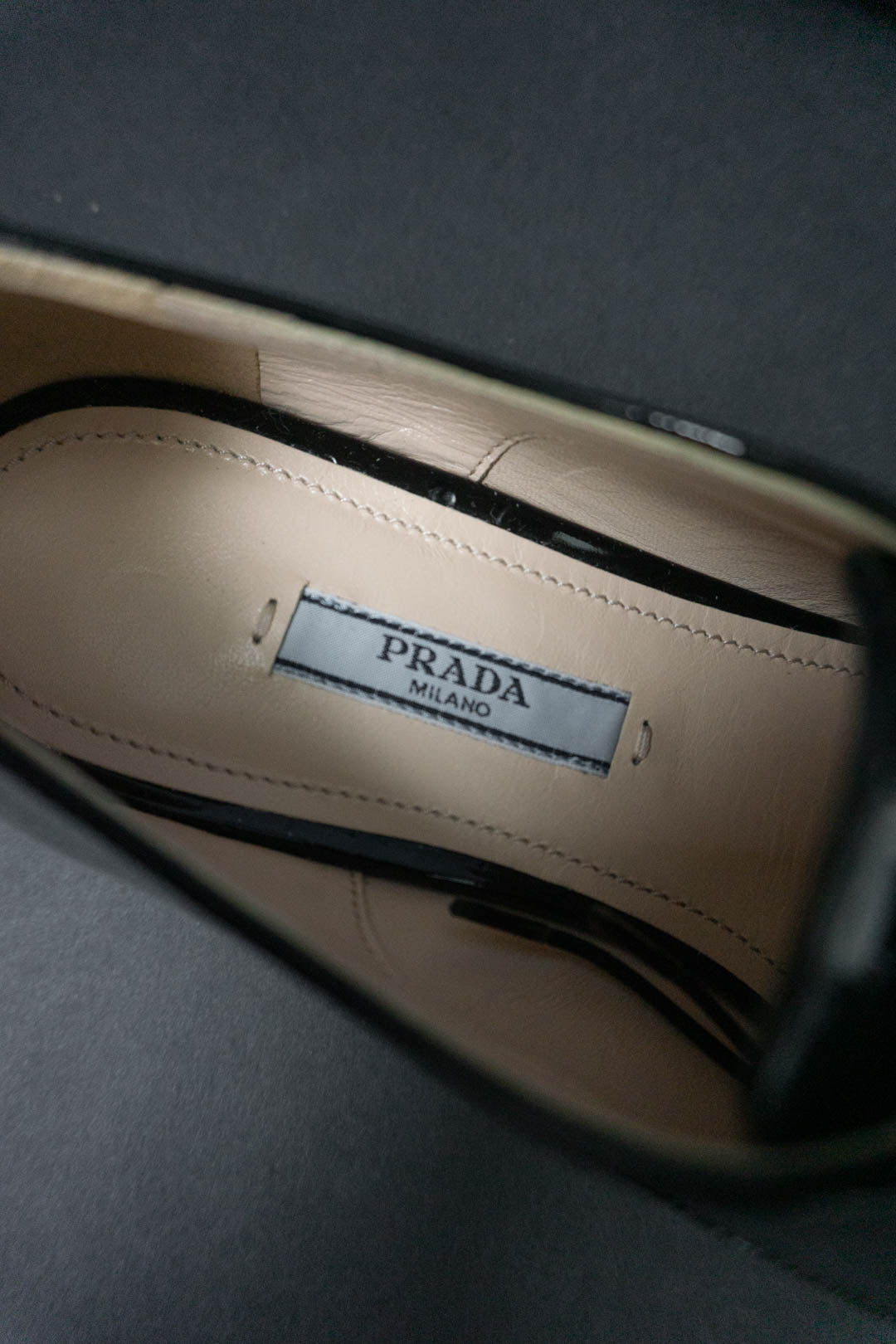 PRADA lace-up shoes, patent, 38.5