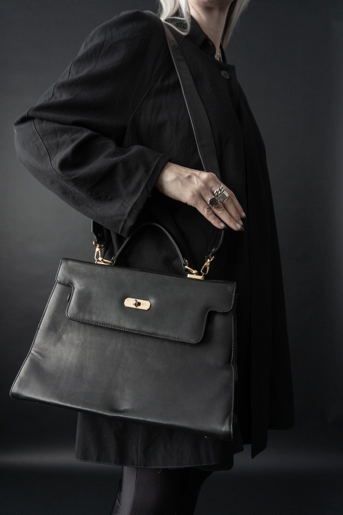 Leather bag black Kelly