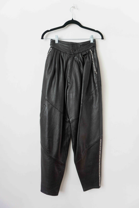 Vintage 80s Lederhose, Schwarz, XS–S theplaincircle vintage