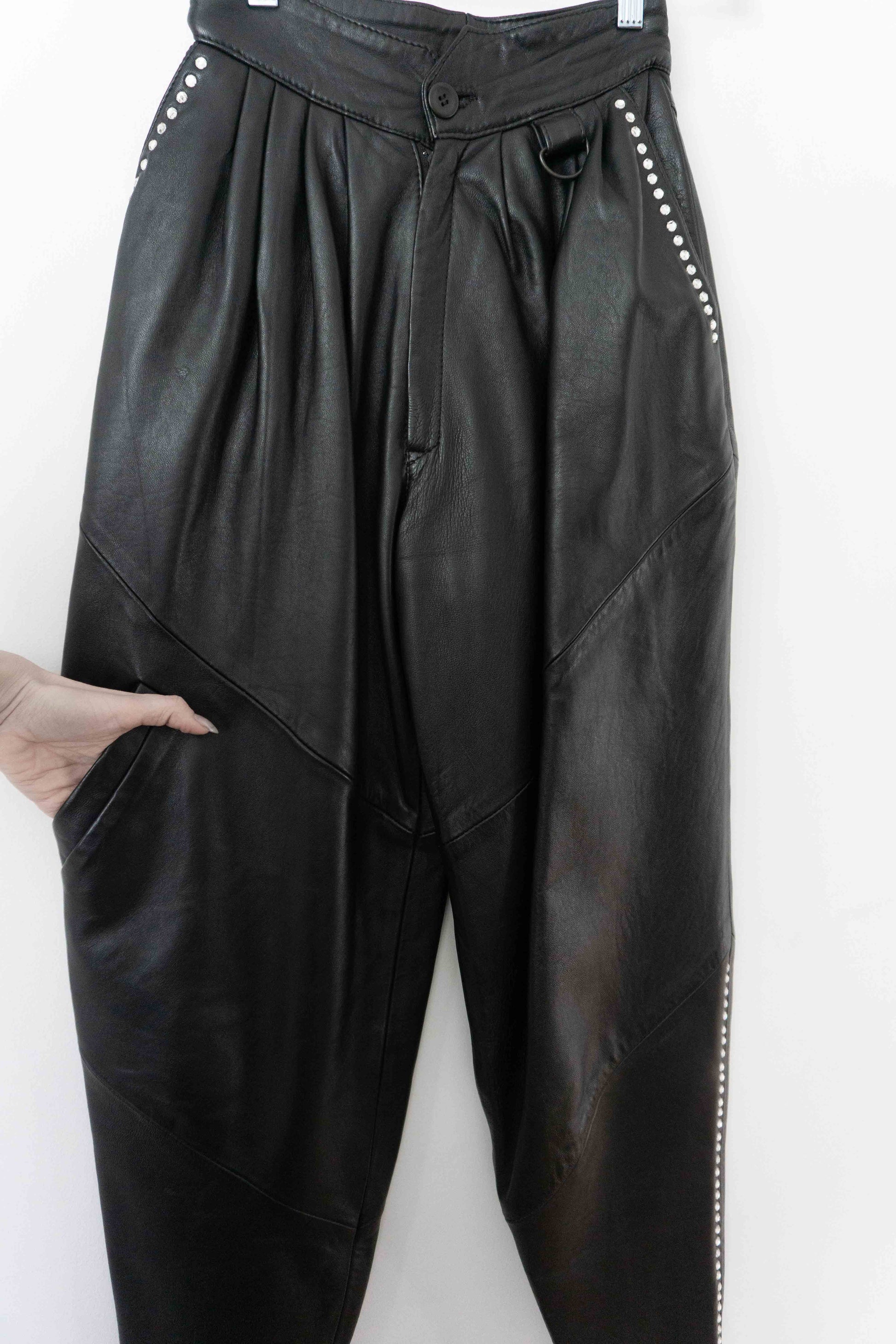 Vintage 80s Lederhose, Schwarz, XS–S theplaincircle vintage