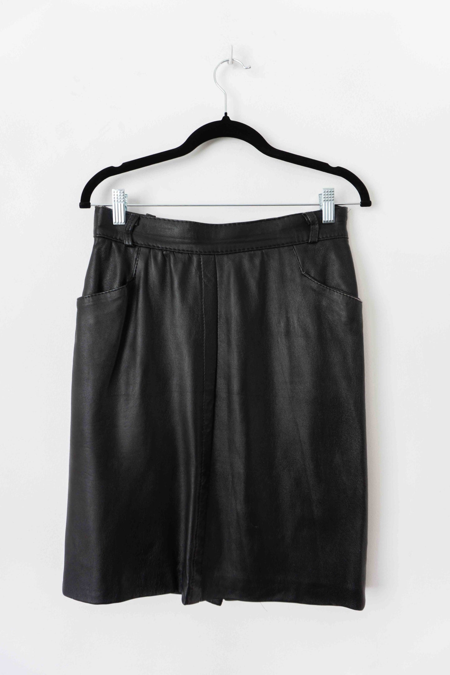 80s Highwaist Lederrock Schwarz, XS–S theplaincircle vintage
