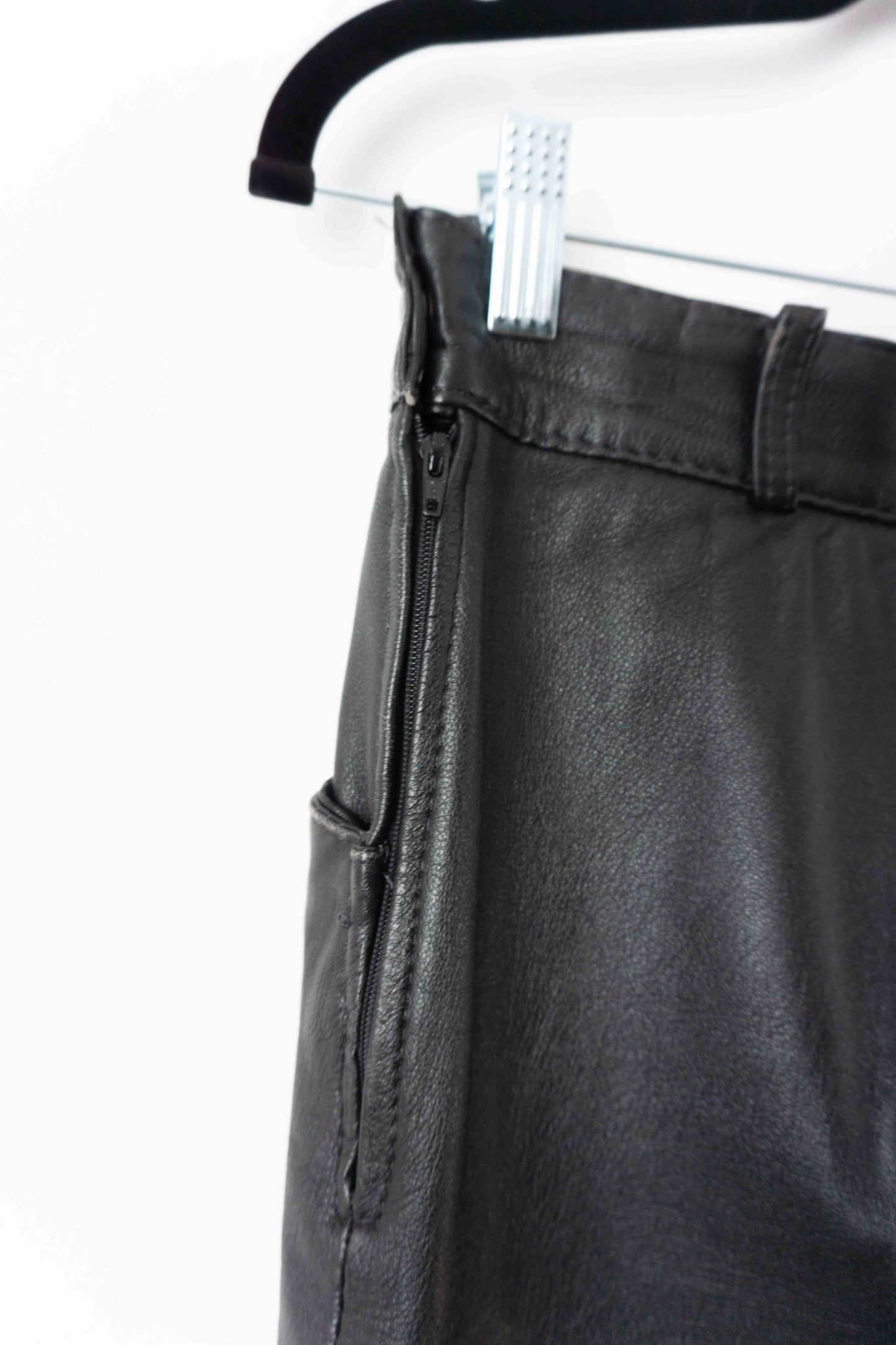 80s Highwaist Lederrock Schwarz, XS–S theplaincircle vintage