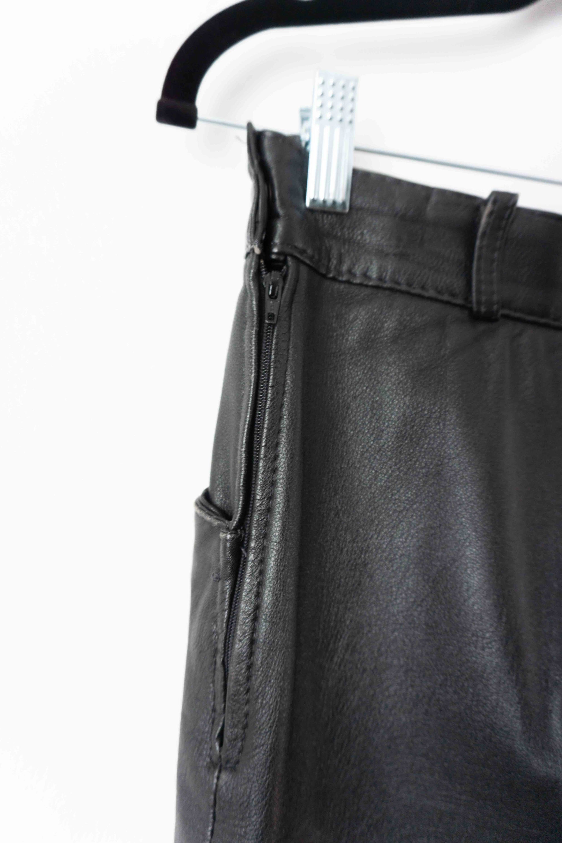 80s Highwaist Lederrock Schwarz, XS–S theplaincircle vintage