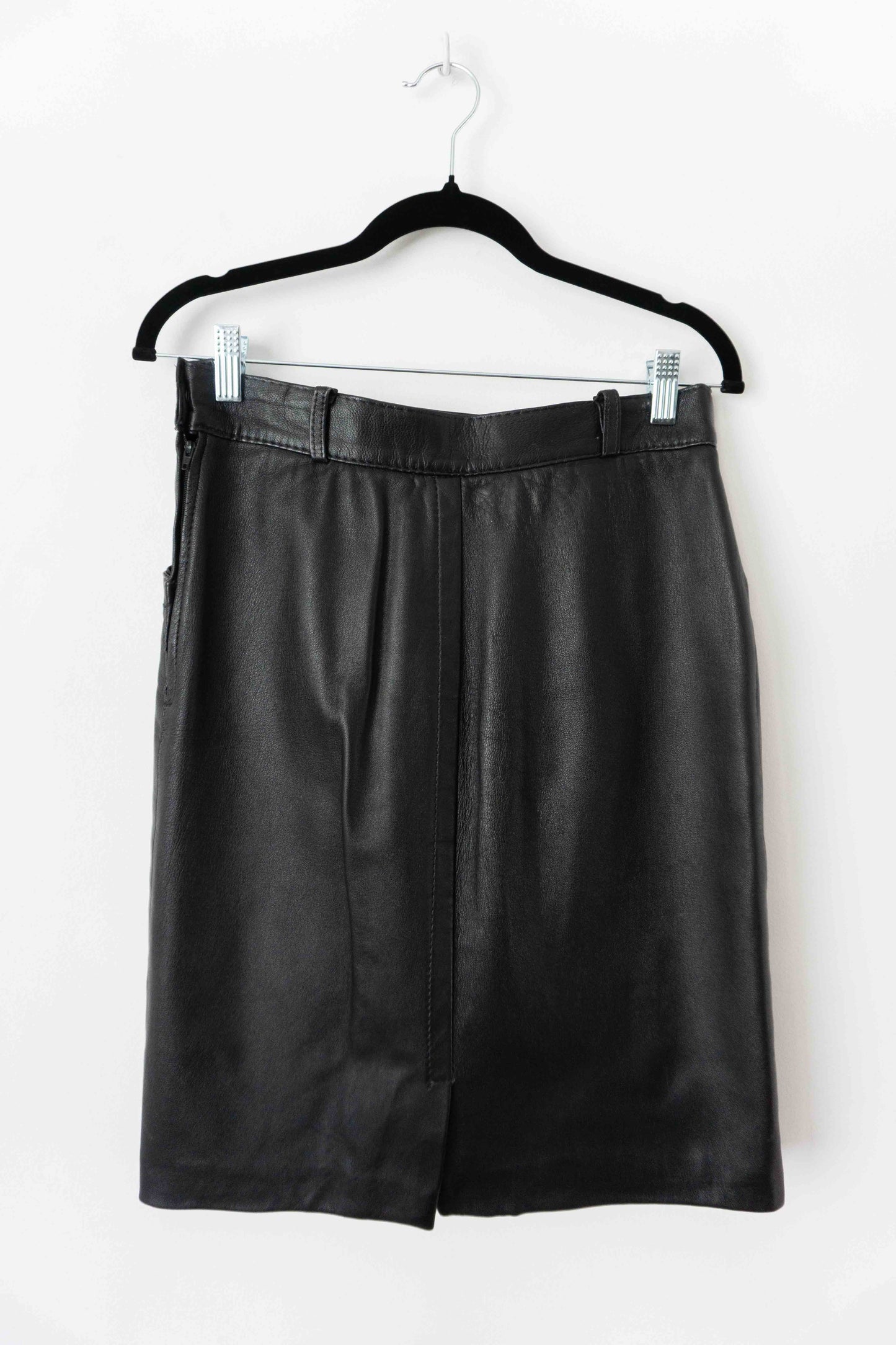 80s Highwaist Lederrock Schwarz, XS–S theplaincircle vintage