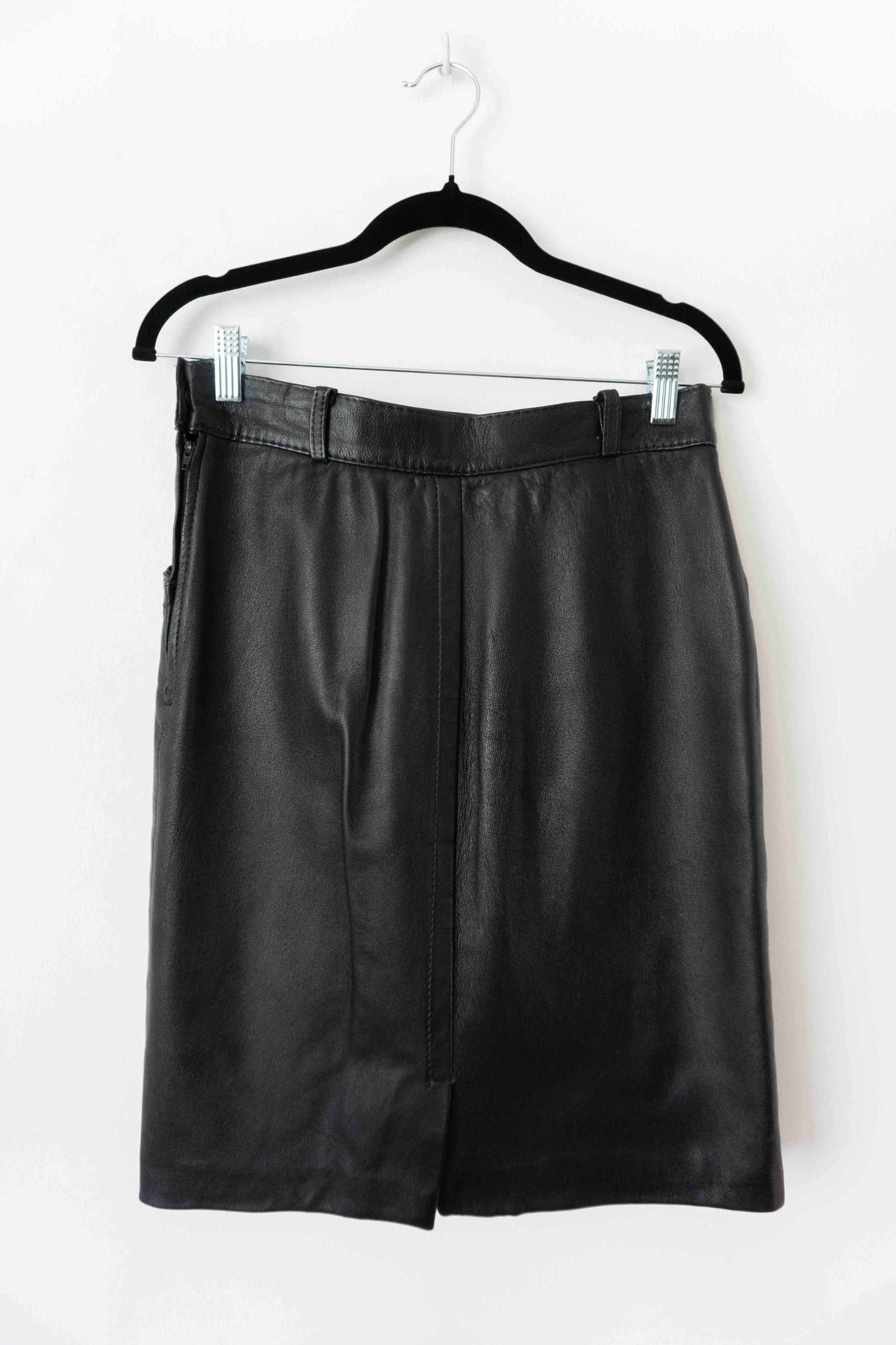 80s Highwaist Lederrock Schwarz, XS–S theplaincircle vintage