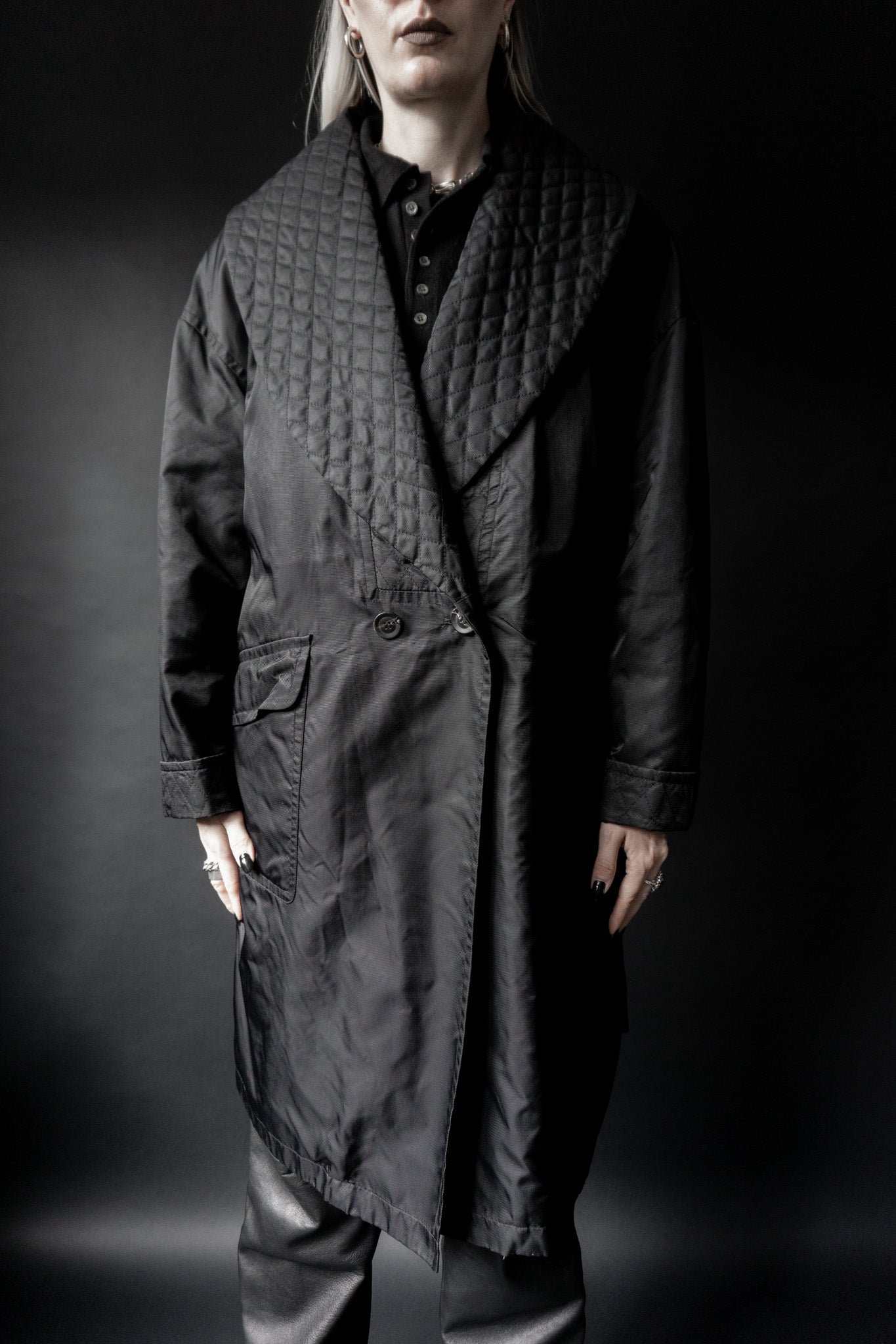 Oversized avantgarde coat, black, M–L