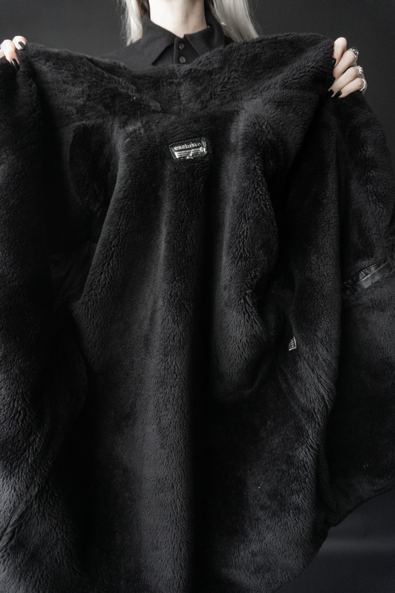 Leather coat fake fur, M–L