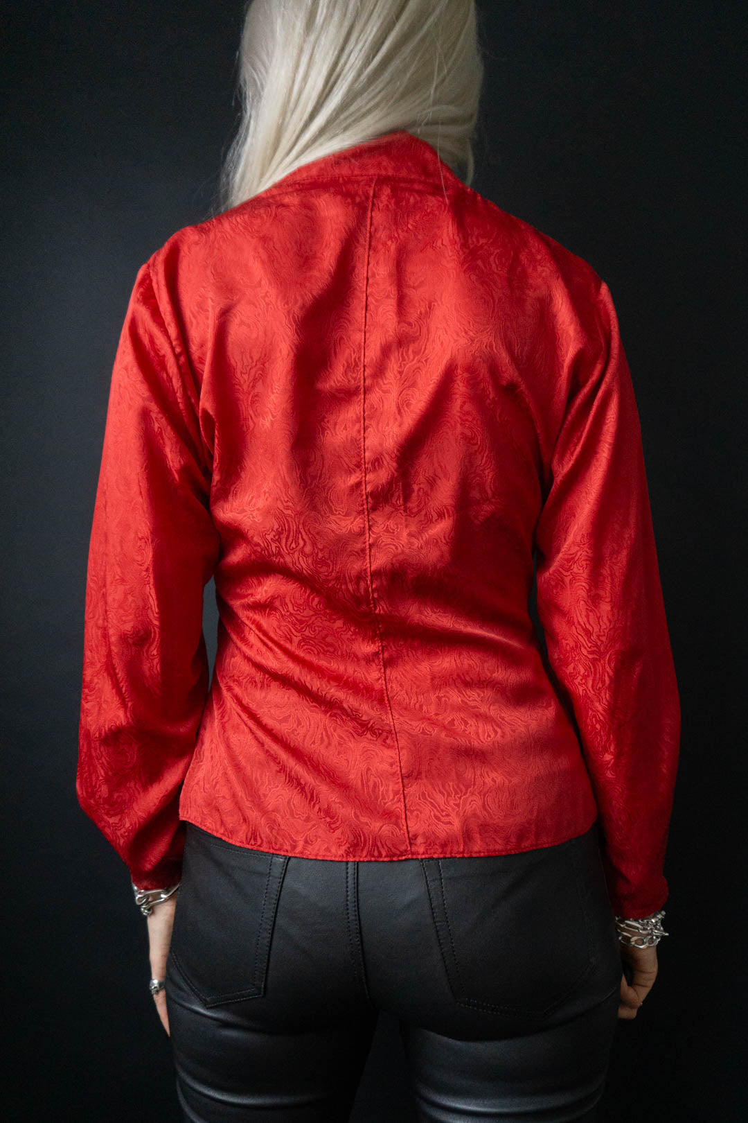 Bluse Seide Rot Muster