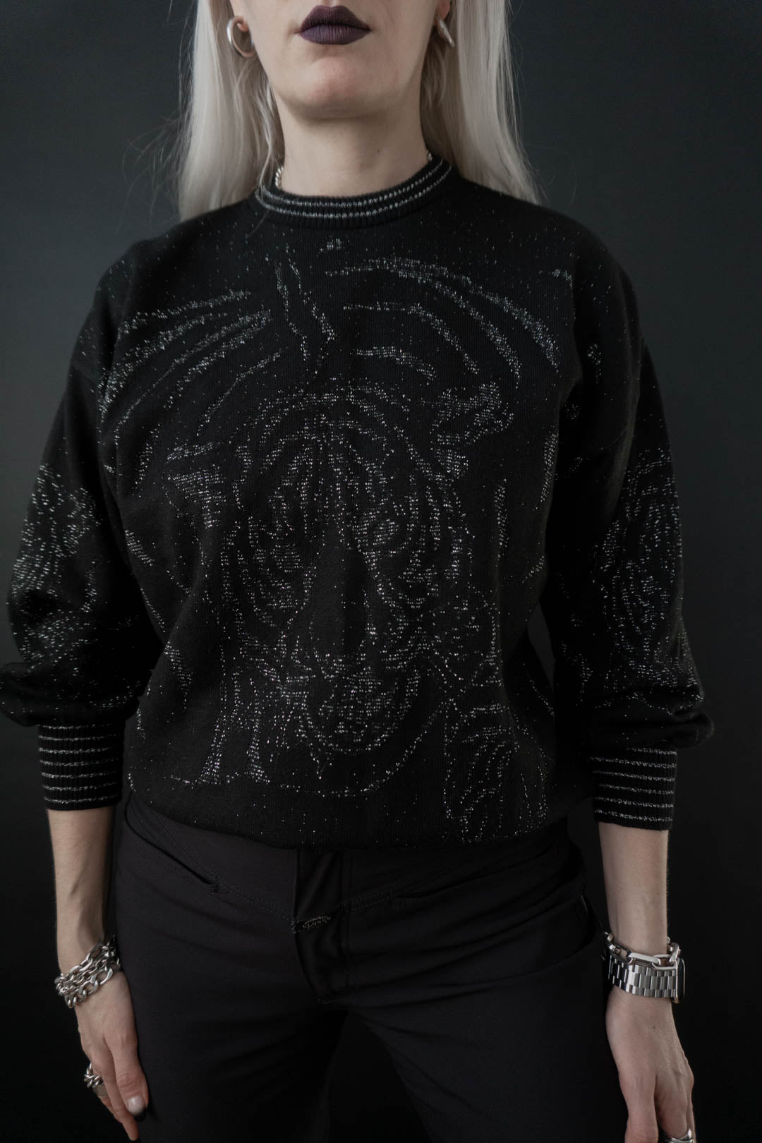 80s Pullover Lurex Tiger, XS–M - theplaincircle vintage