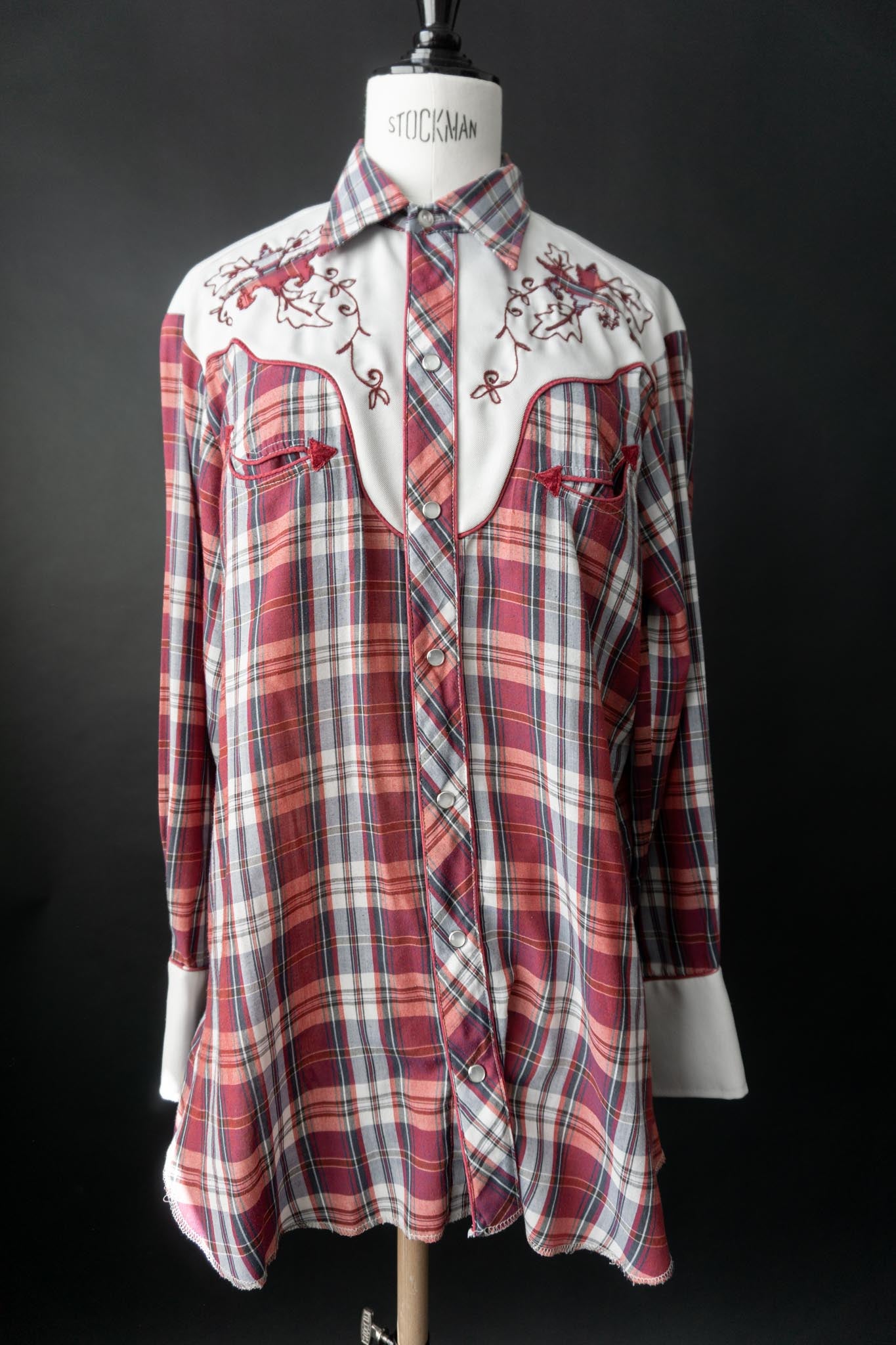 Vintage Westernhemd kariert Rot Weiß California Ranchwear