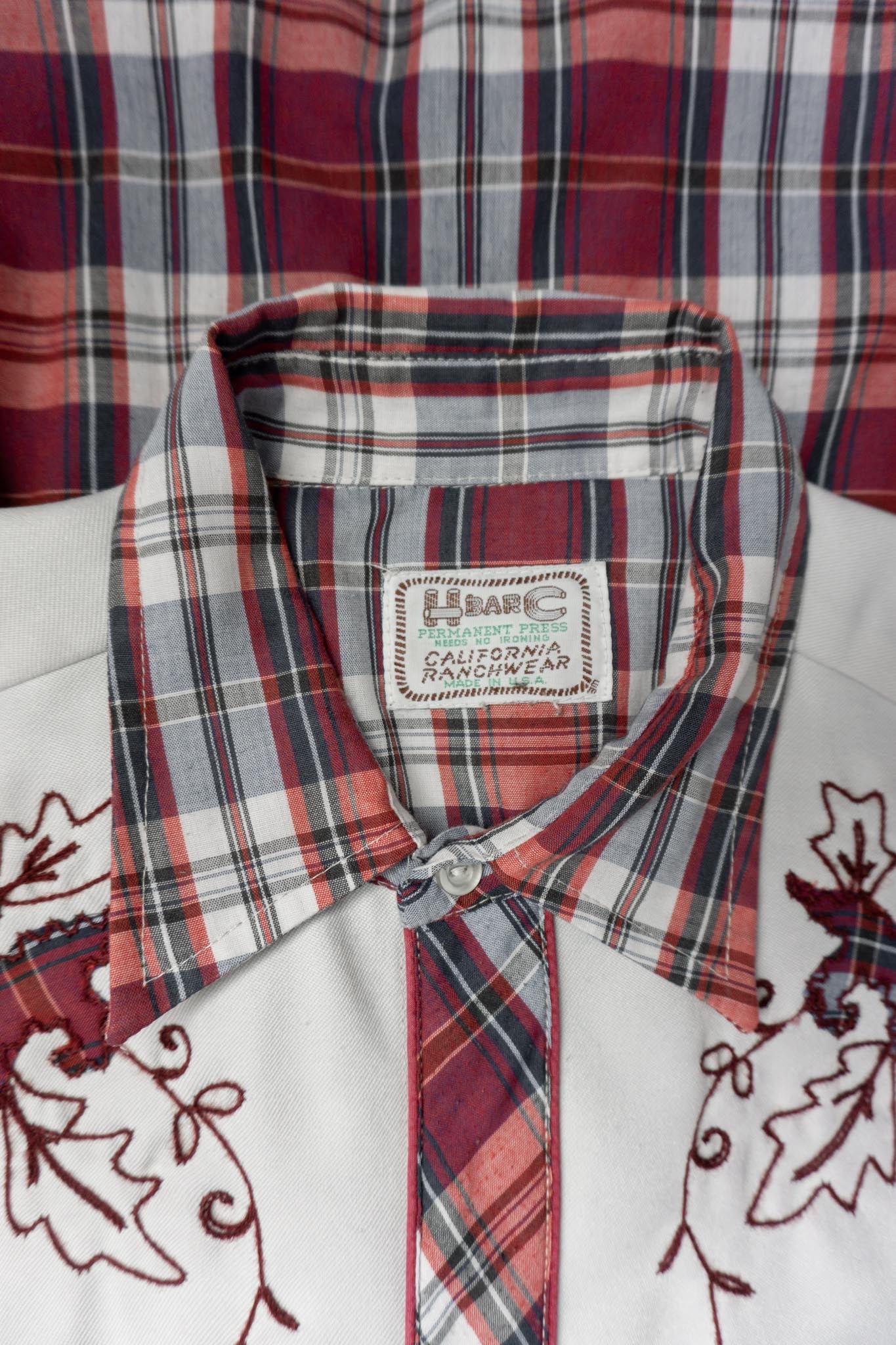 Vintage Westernhemd kariert Rot Weiß California Ranchwear