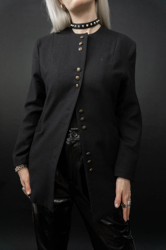 Blazer Schwarz Knöpfe theplaincircle vintage