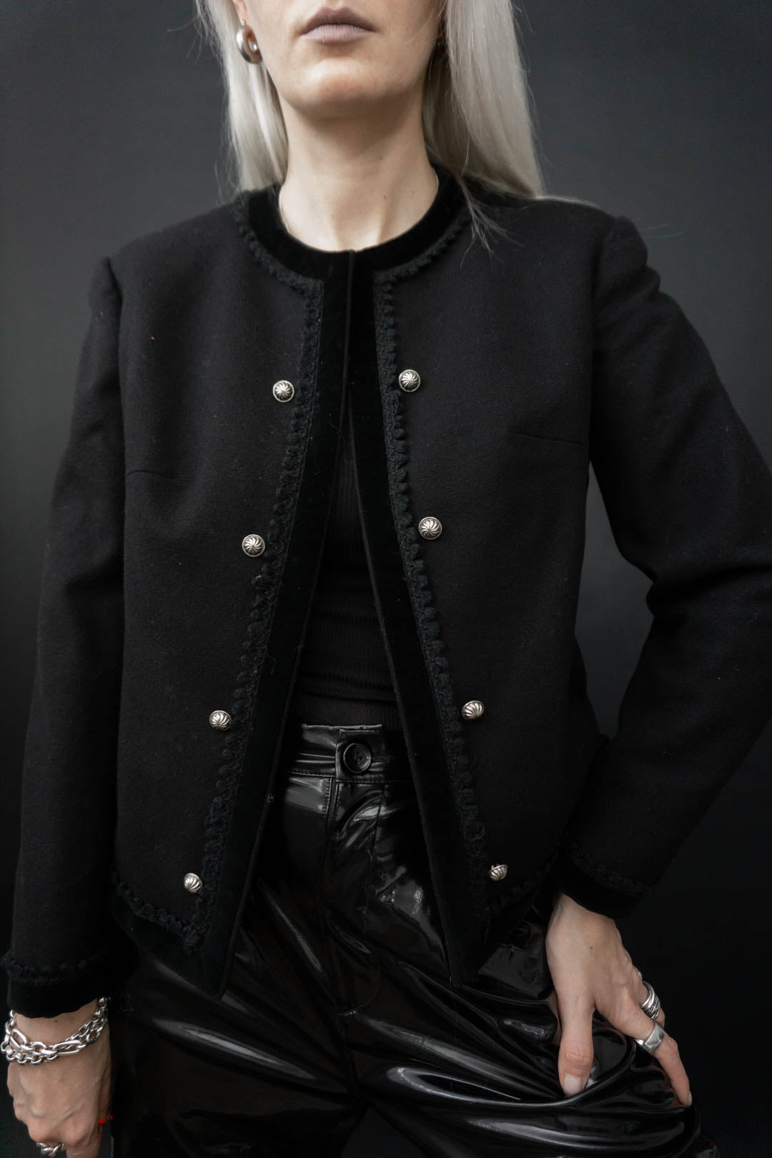 80s BOGNER Blazer Schwarz S–M theplaincircle vintage