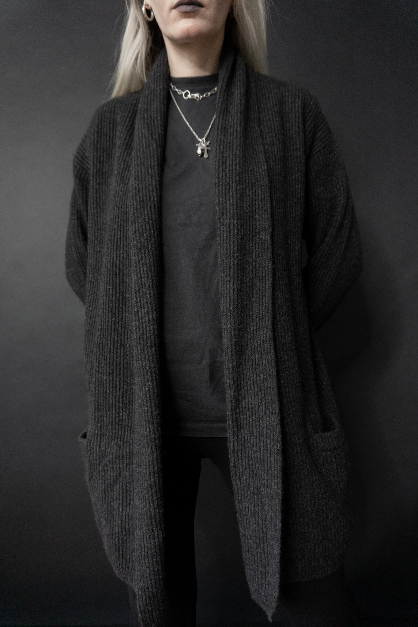 Cardigan Angora, Anthracite, S–M