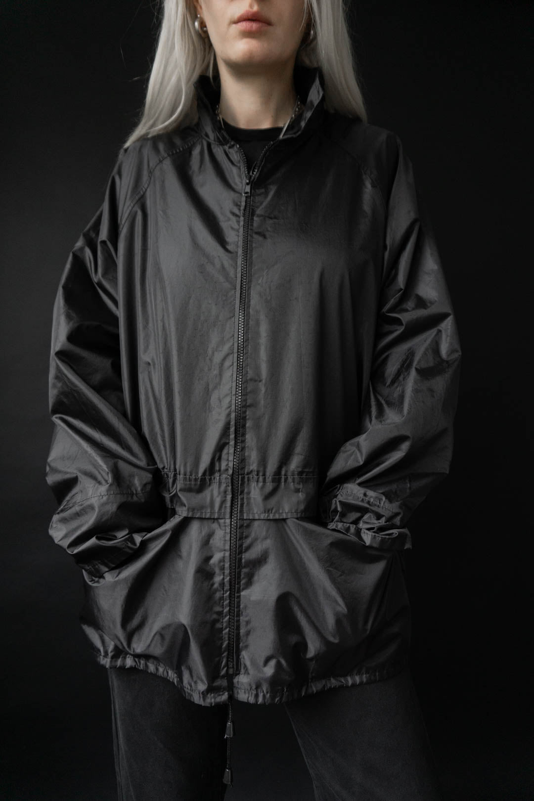 Rain jacket black, S–L