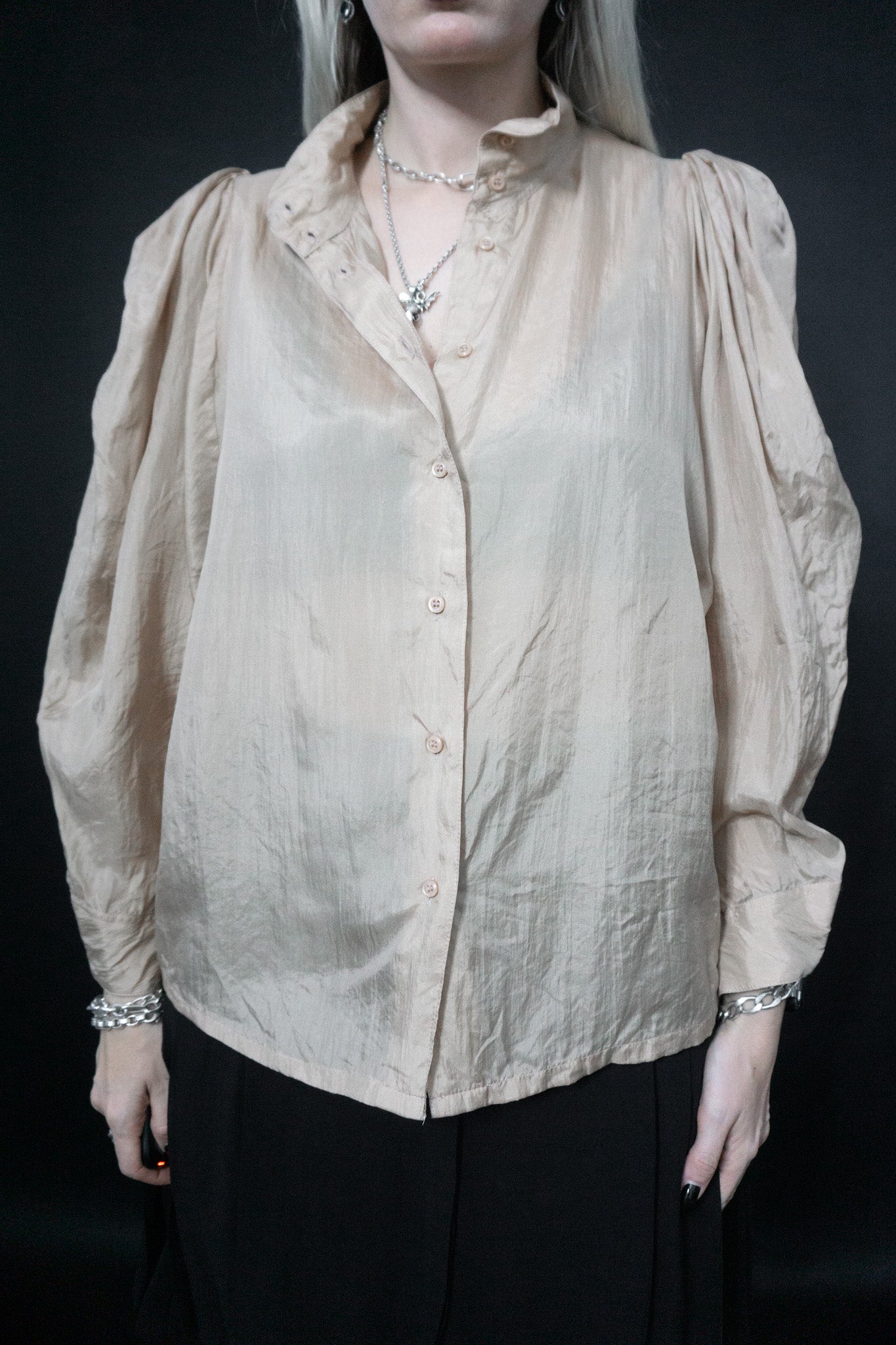 Blouse silk beige, M–L