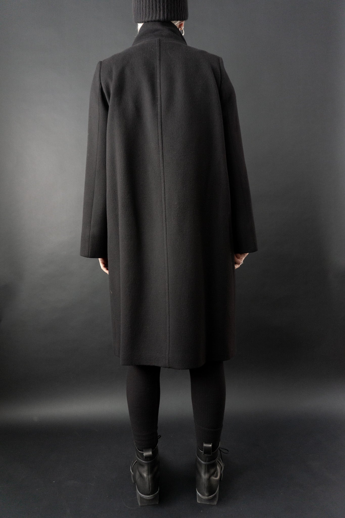 Rene Lezard cashmere coat, black, S–M