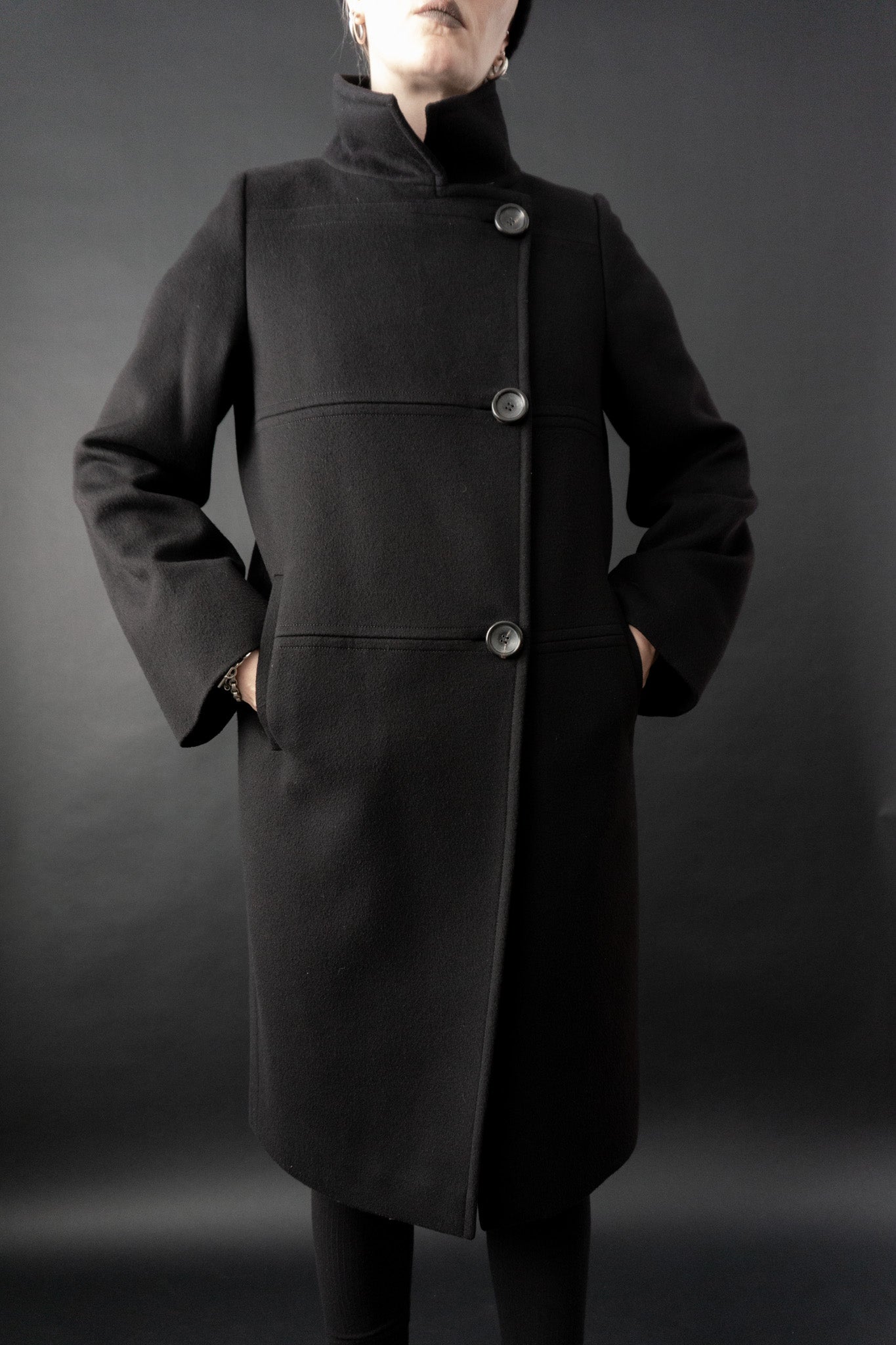 Rene Lezard Kaschmirmantel, Schwarz, S–M theplaincircle vintage