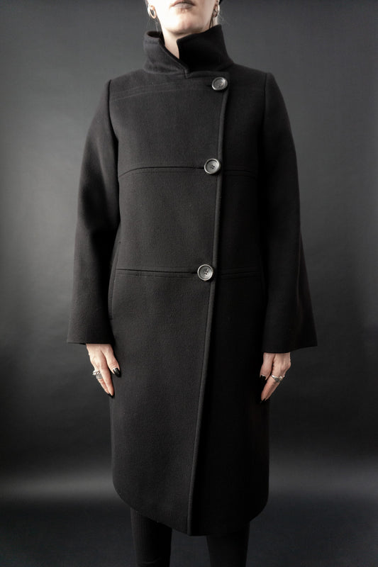 Rene Lezard cashmere coat, black, S–M