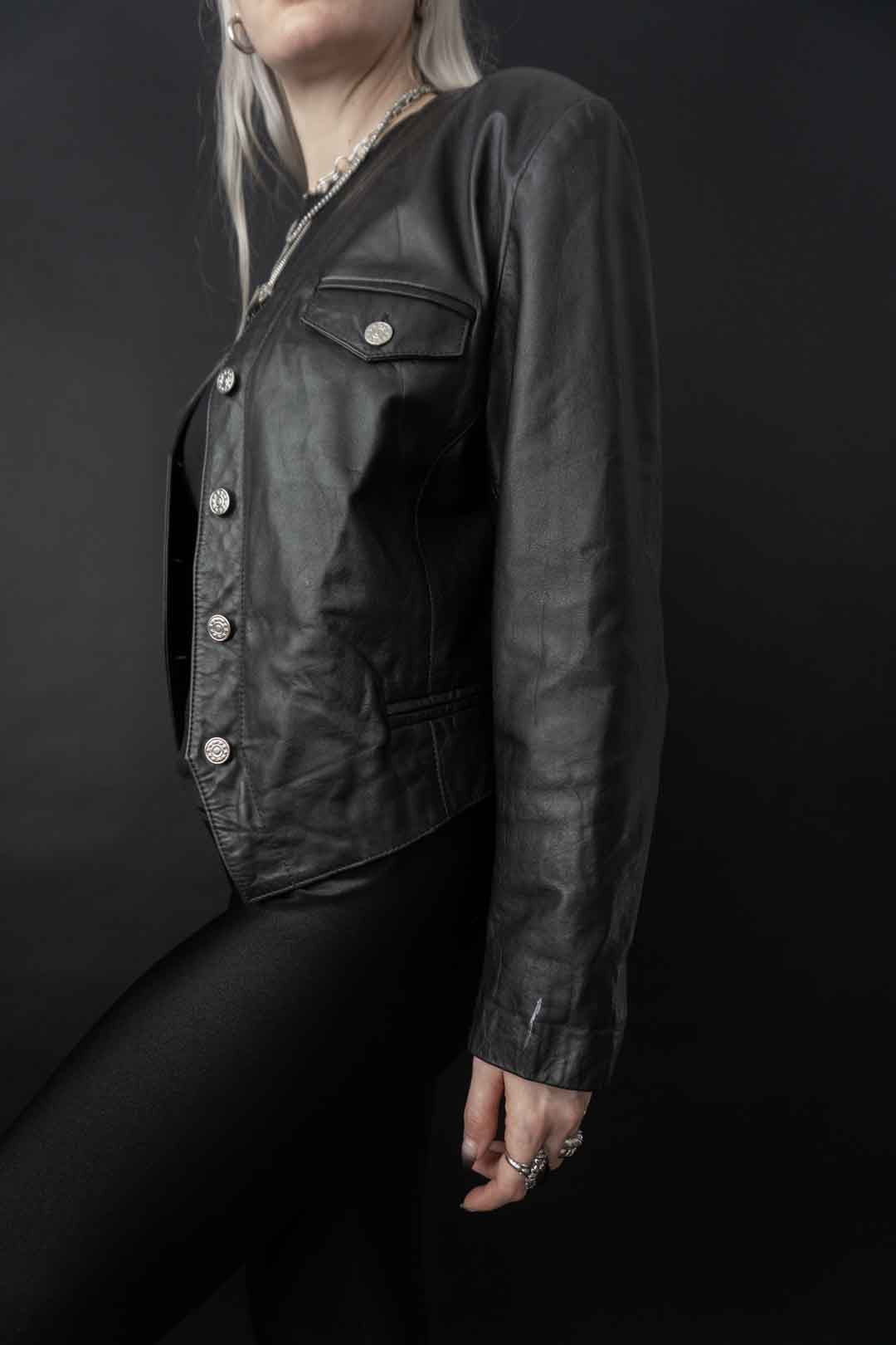 Cropped leather jacket