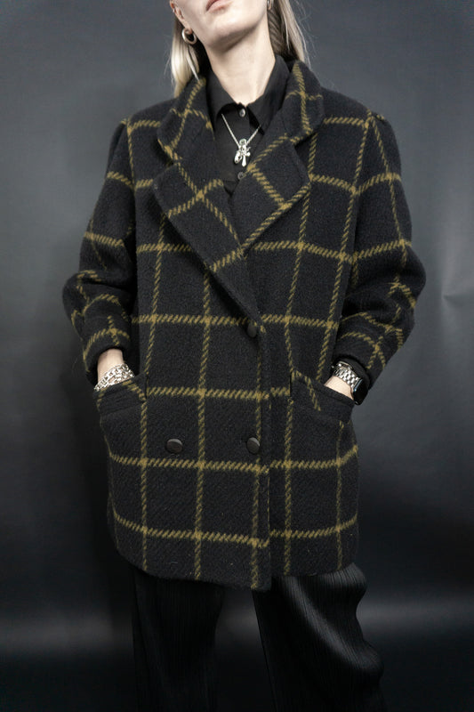 Checked coat mohair wool, XS–M