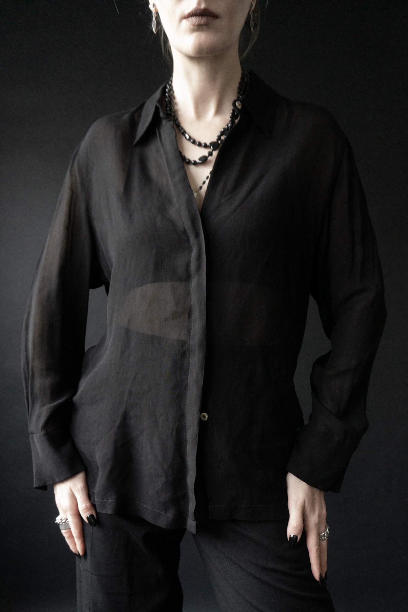 Witchy Blouse, Black, Transparent, S–M