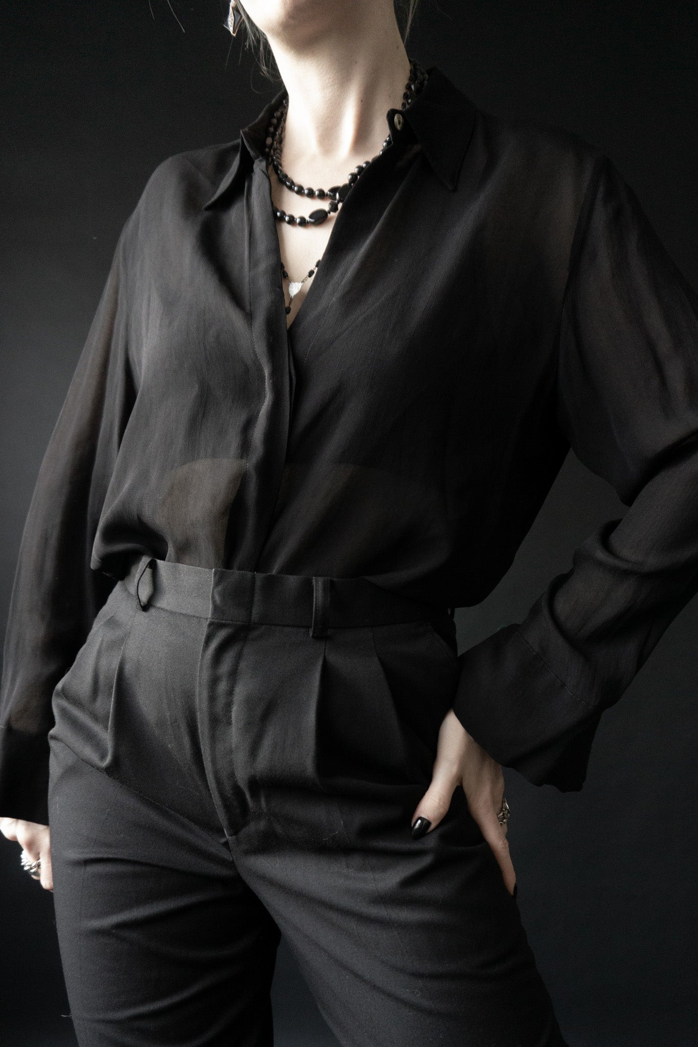 Witchy Blouse, Black, Transparent, S–M