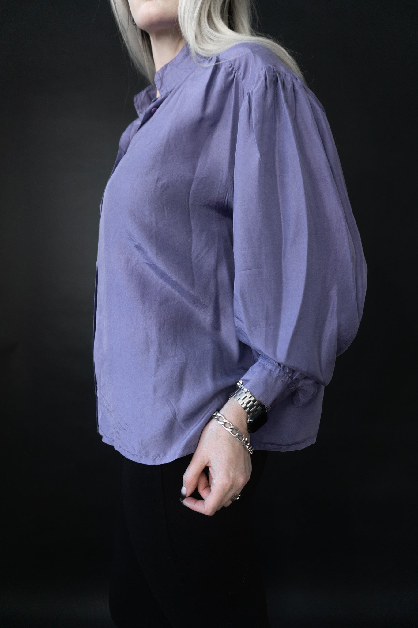 Vintage Seidenbluse Lila 80s