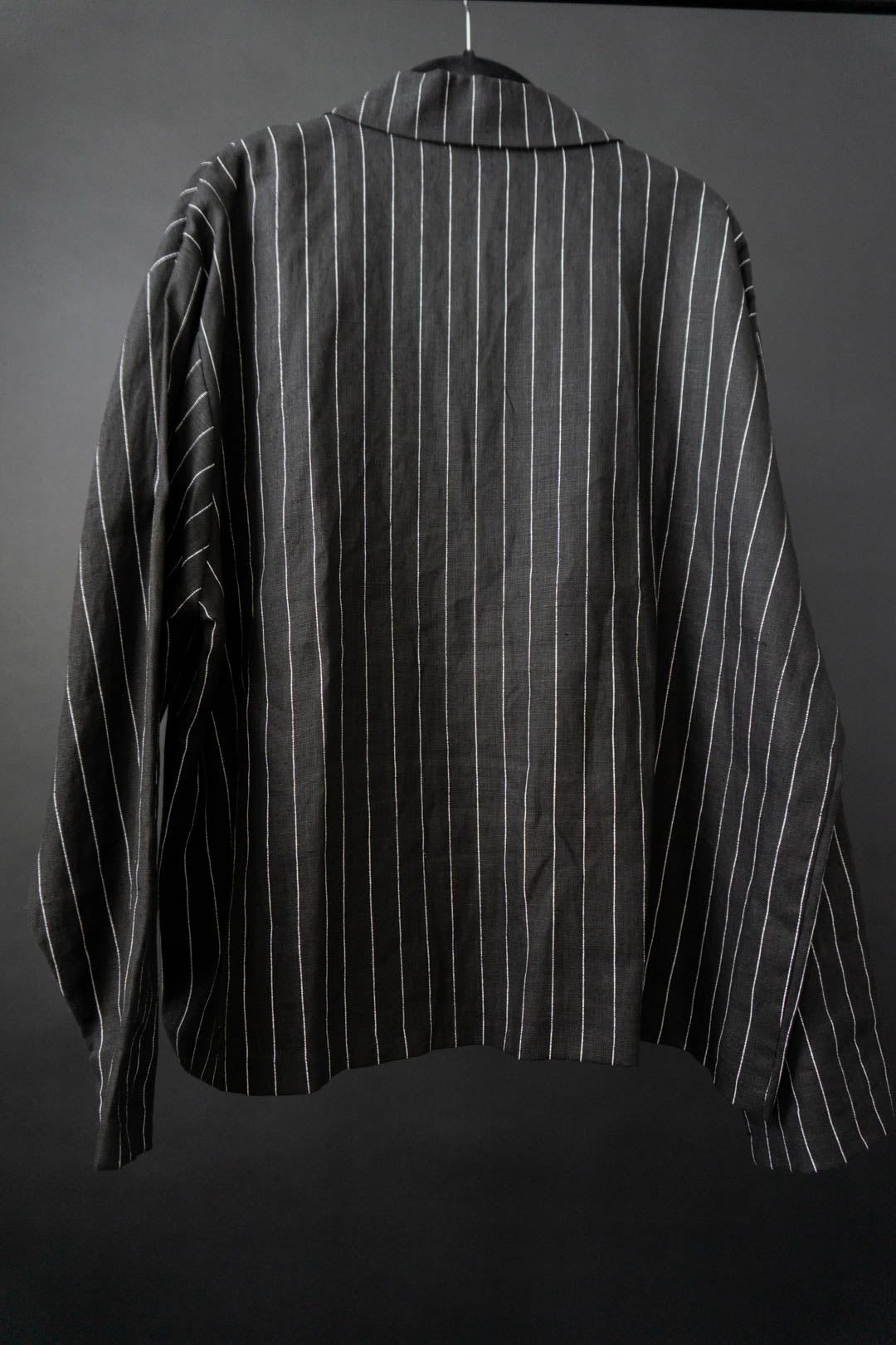 Linen jacket pinstripe black, M–L