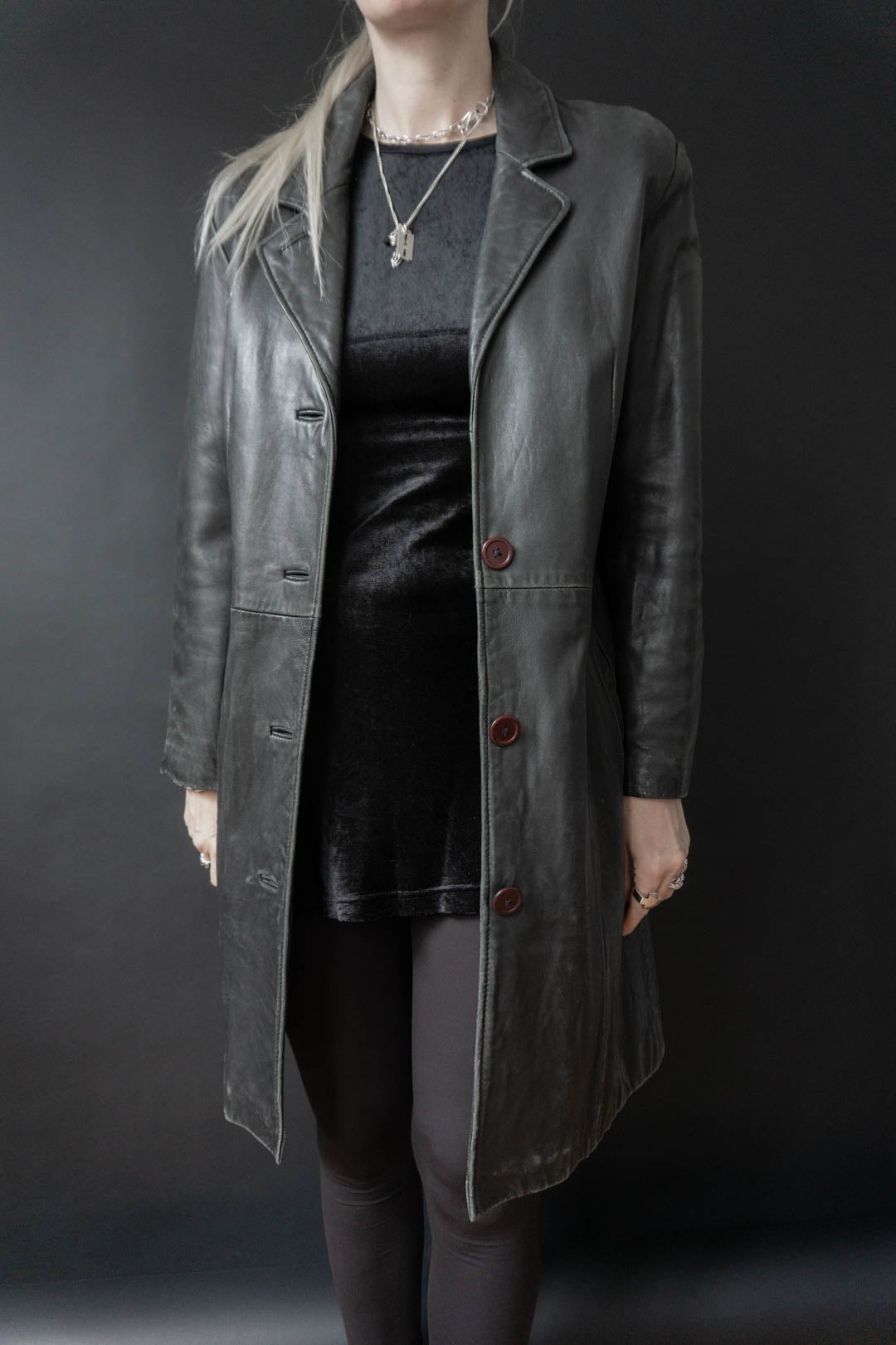 –BARGAIN– Leather coat black, XS–S