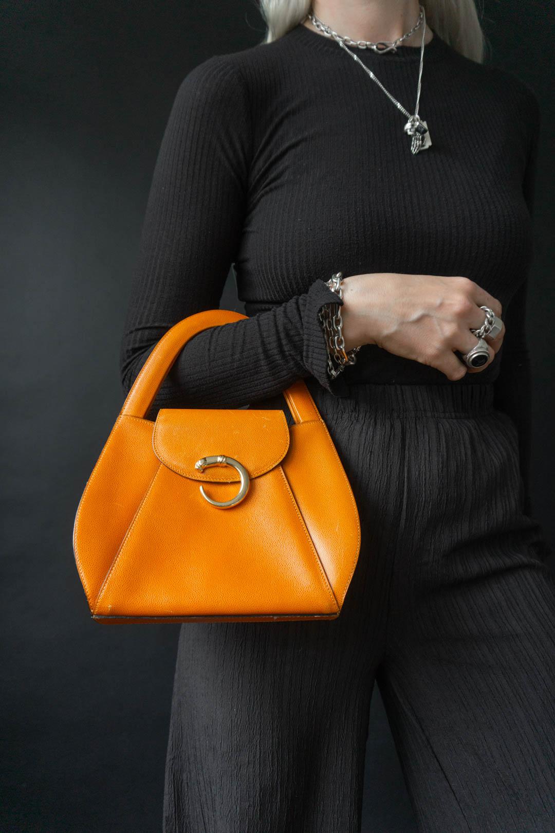 90s CARTIER Panthere Tasche Gold Orange