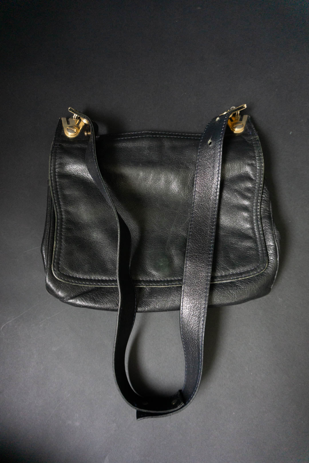 70s Tasche Leder Schwarz