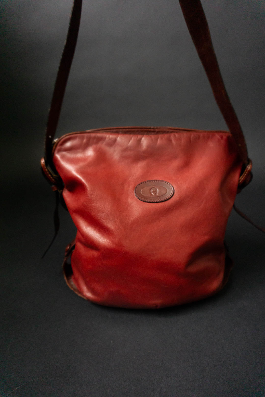 70s AIGNER leather bag red