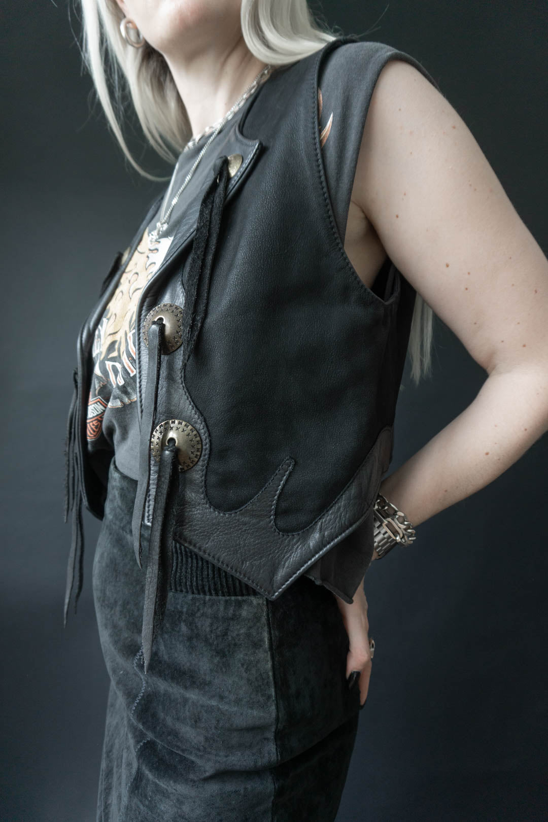 PYRATE STYLE leather vest black. XS–M