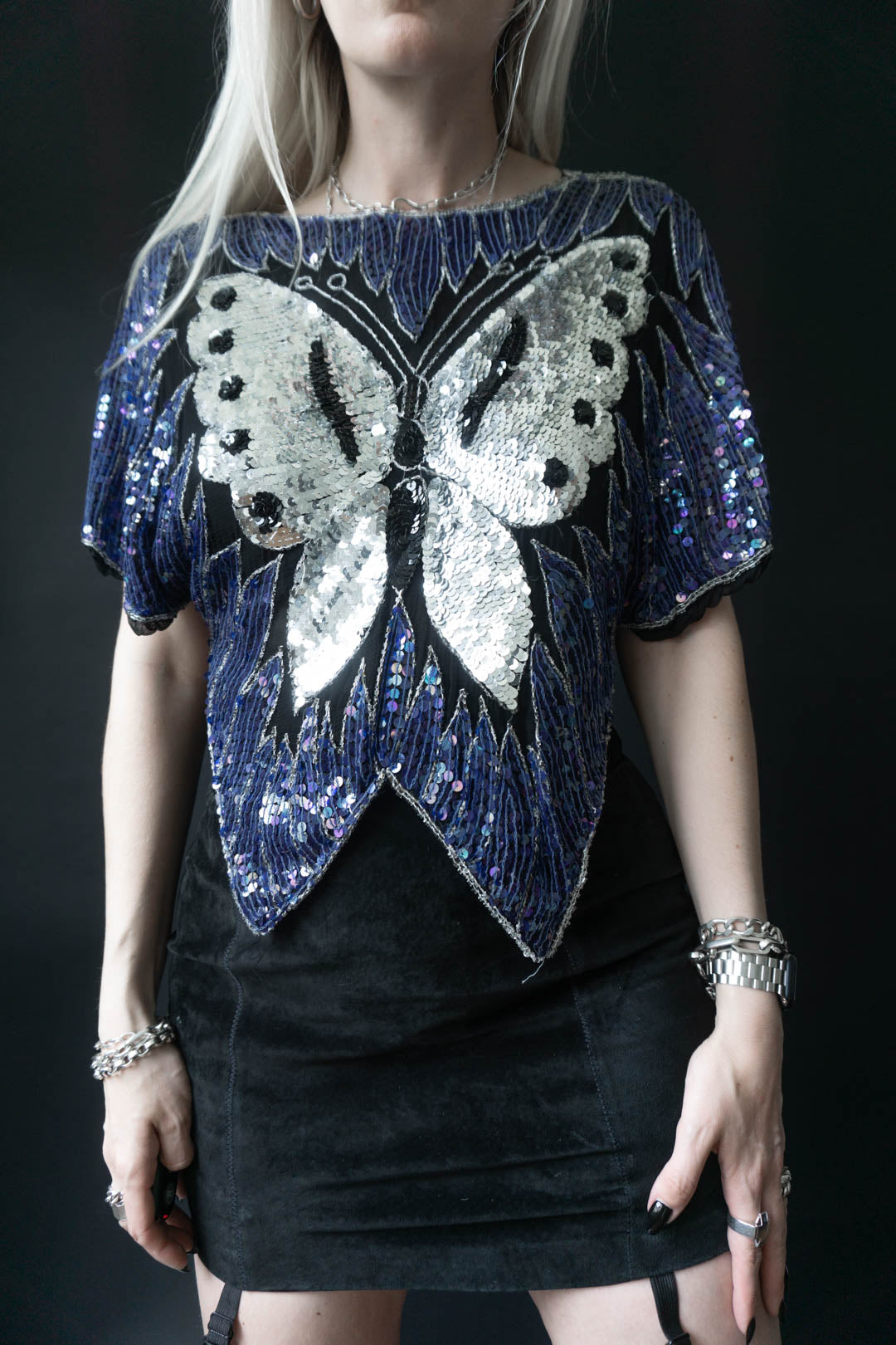 80s party top butterfly, XS–L