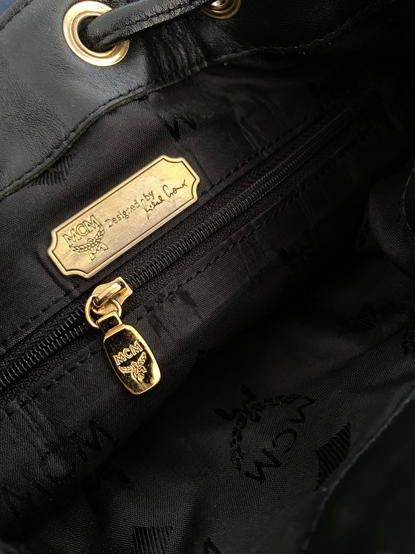 MCM leather bag pouch black