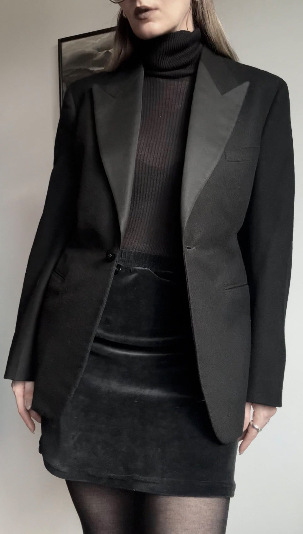 Vintage Smoking Blazer, Schwarz, S–M theplaincircle vintage