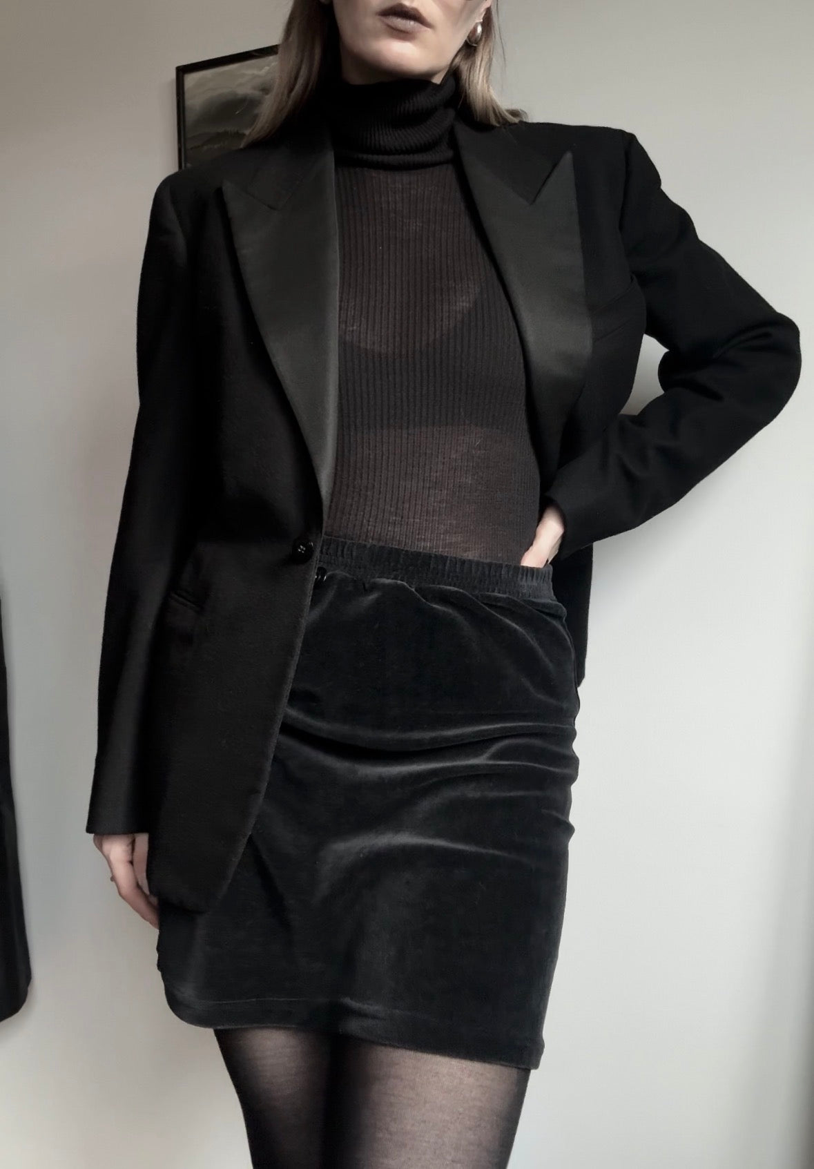 Vintage Smoking Blazer, Schwarz, S–M theplaincircle vintage