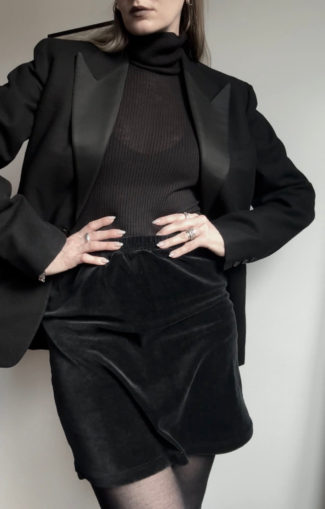 Vintage Smoking Blazer, Schwarz, S–M theplaincircle vintage